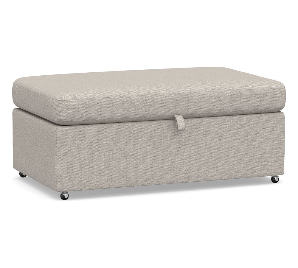 York Roll Arm Upholstered Deep Seat Storage Ottoman with Pull Out Table ...