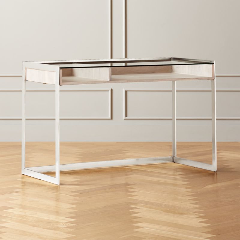 vista glass top desk