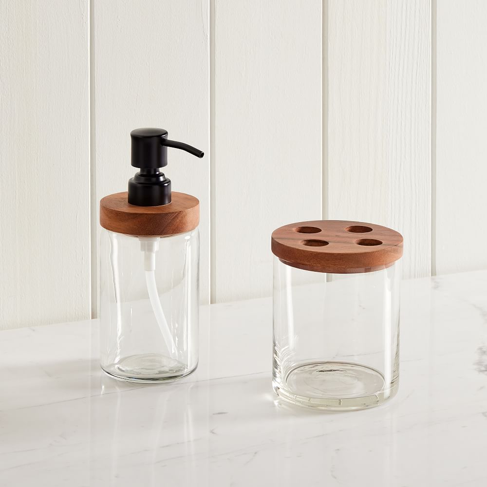 Clover Wood & Glass Bath Accessories