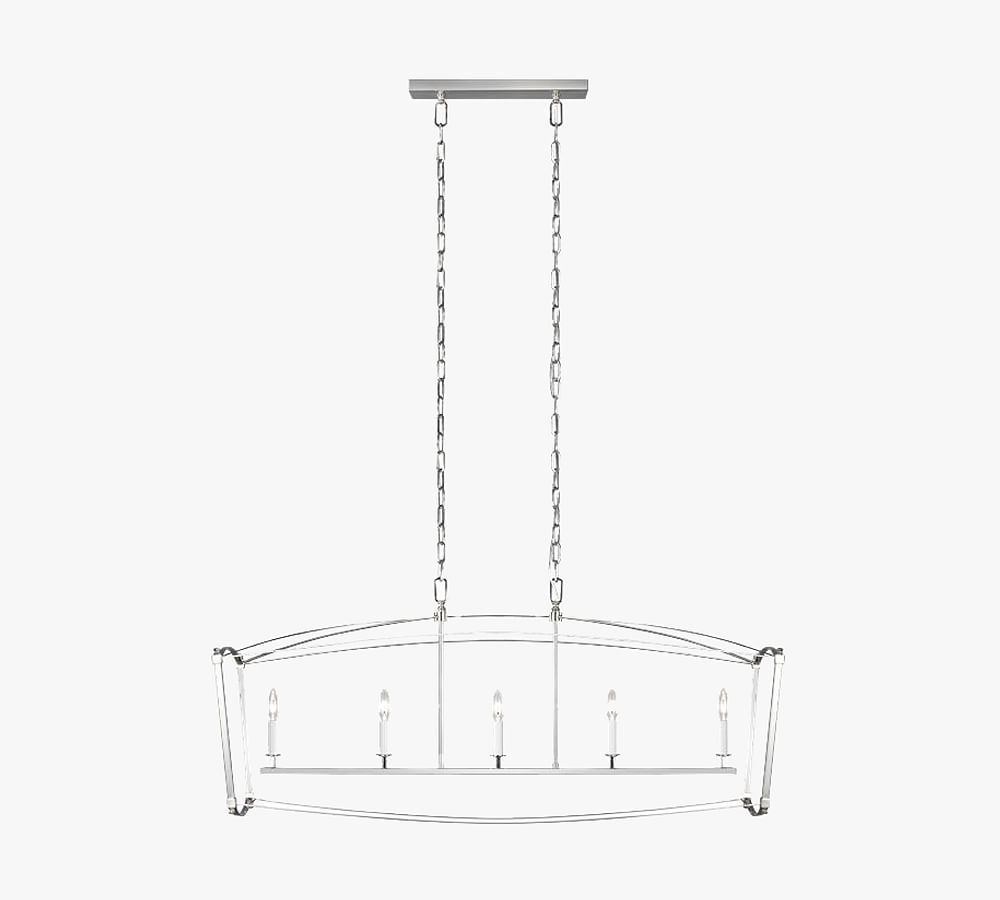 Roffe Metal Linear Chandelier, Polished Nickel - Pottery Barn | Havenly