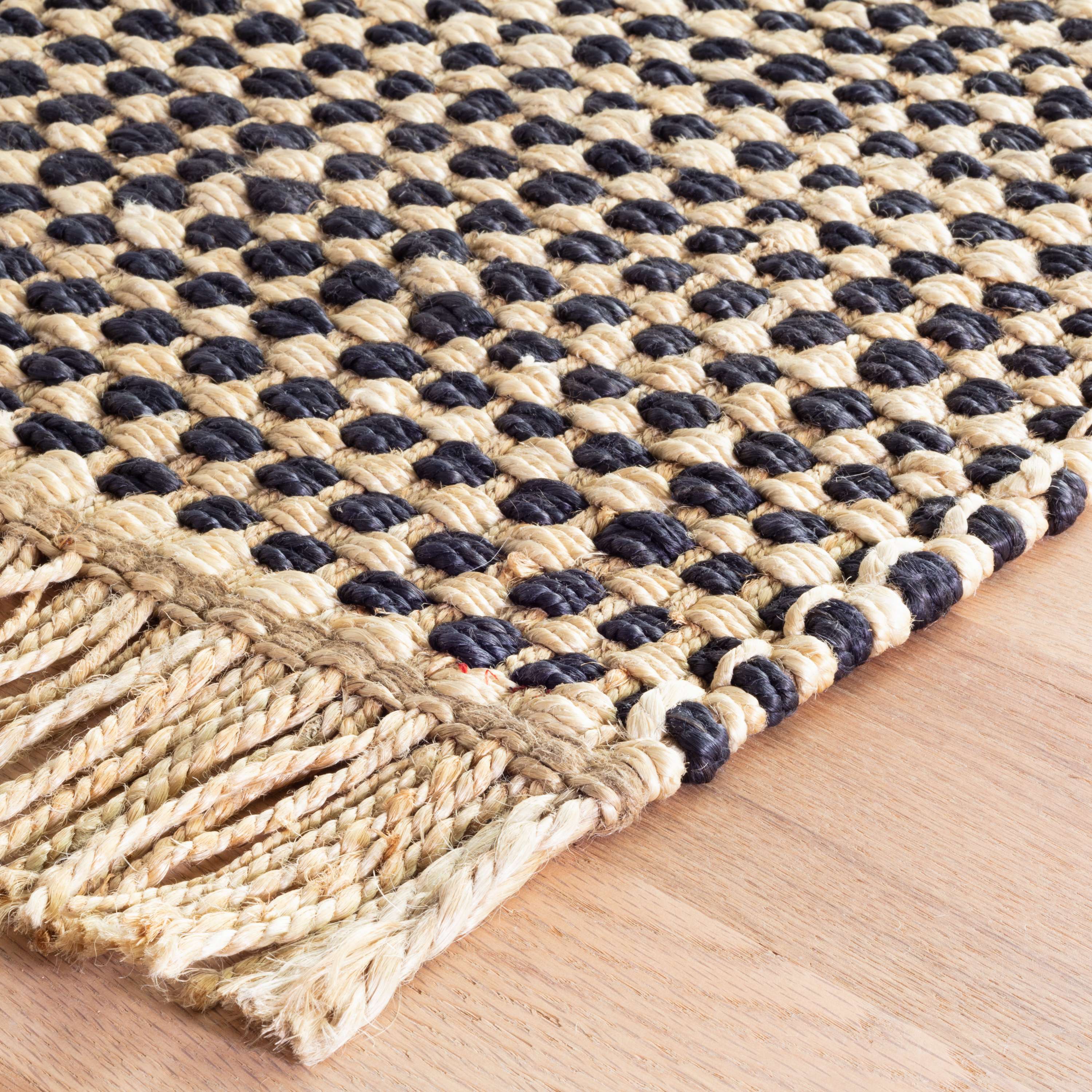 Gridwork Black Handwoven Jute Rug