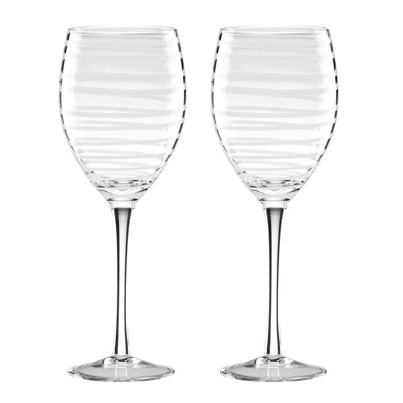 kate spade new york Charlotte Street 16 oz. All Purpose Wine Glass Color:  Clear/White - Perigold | Havenly