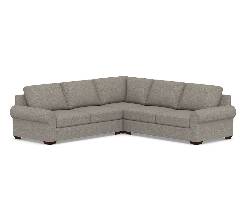 Big Sur Roll Arm Upholstered 3-Piece L-Shaped Corner Sectional, Down ...