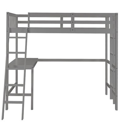 Wooden Twin Loft Bed Desk Two Ladders, Gray - Wayfair | Havenly