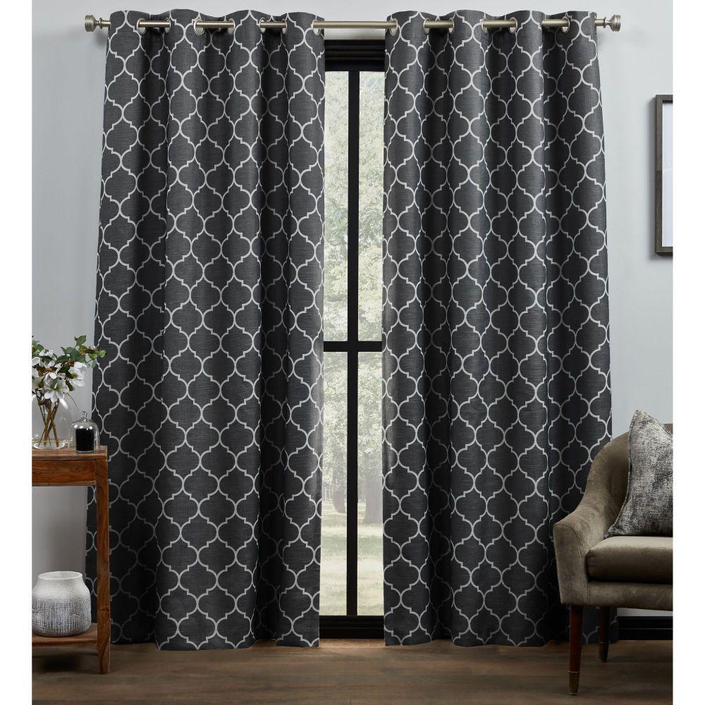 Exclusive Home Trincity Grommet Top Curtain Panel Pair 2 Piece Amalgamated Textiles Inc 54x84 EH7912-01 2-X84G Black Pearl