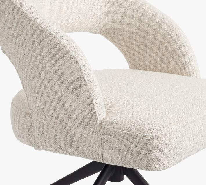 Hartley Stationary Swivel Desk Chair Performance Boucle Oatmeal