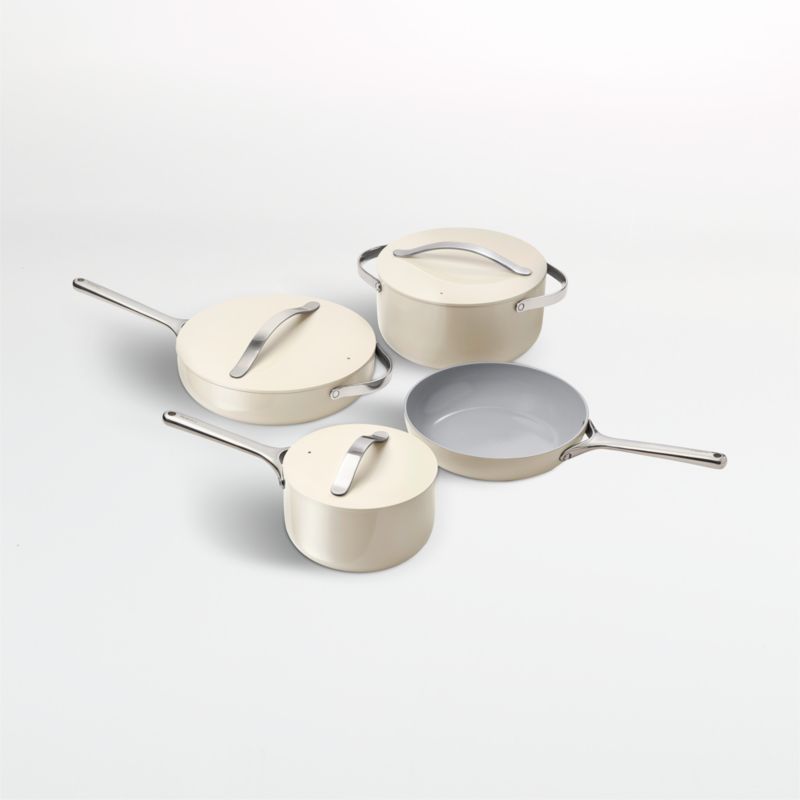 Crate&Barrel Caraway Home 7-Piece Cream Ceramic Non-Stick Cookware