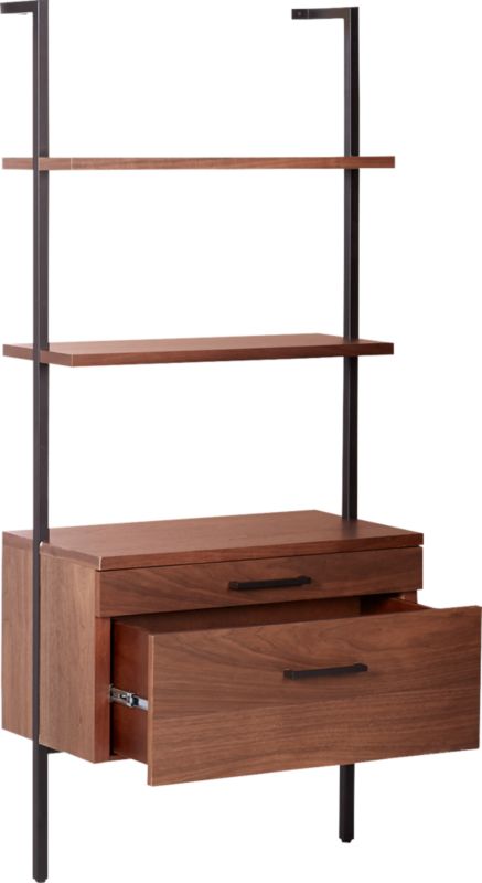 Helix Bookcase With 2 Drawers Walnut, Cb2 Helix Bookcase Review