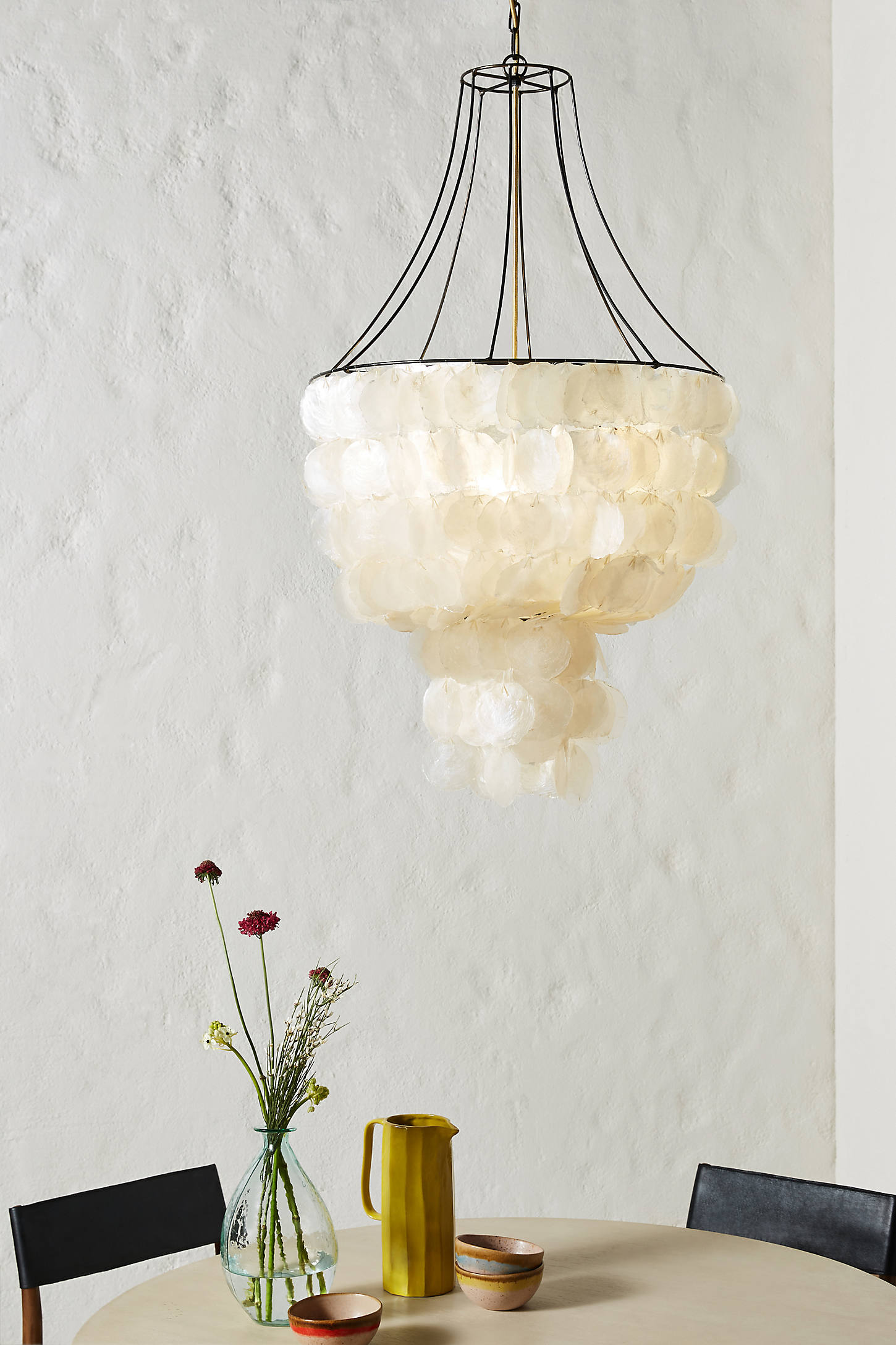 anthropologie capiz chandelier