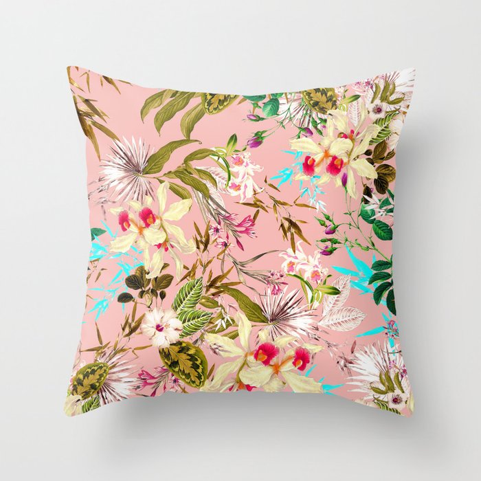 Western floral garden Throw Pillow