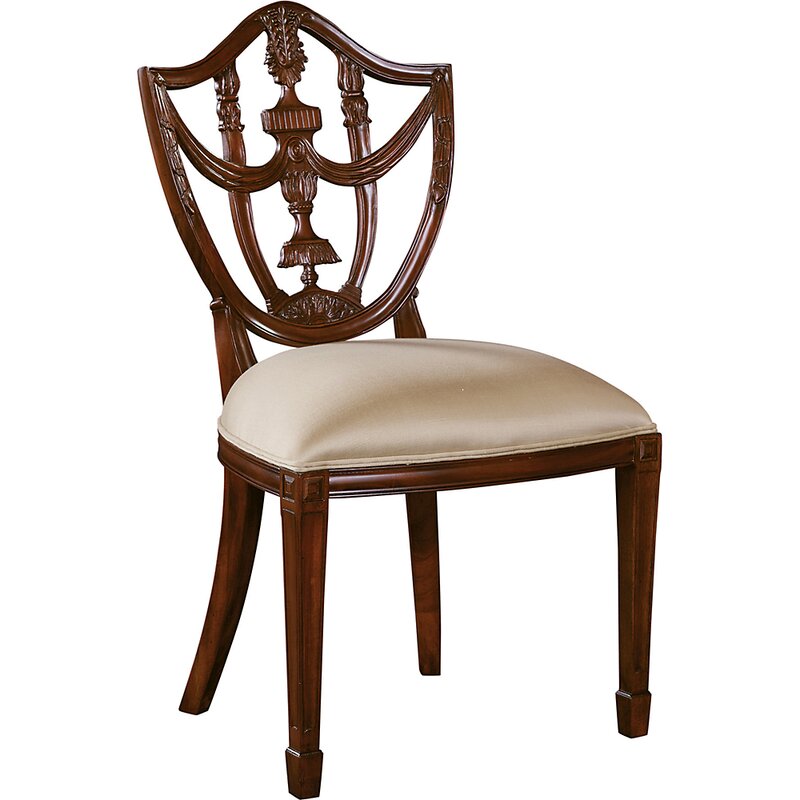 Maitland-Smith Carved Hepplewhite Upholstered Queen Anne back Side ...