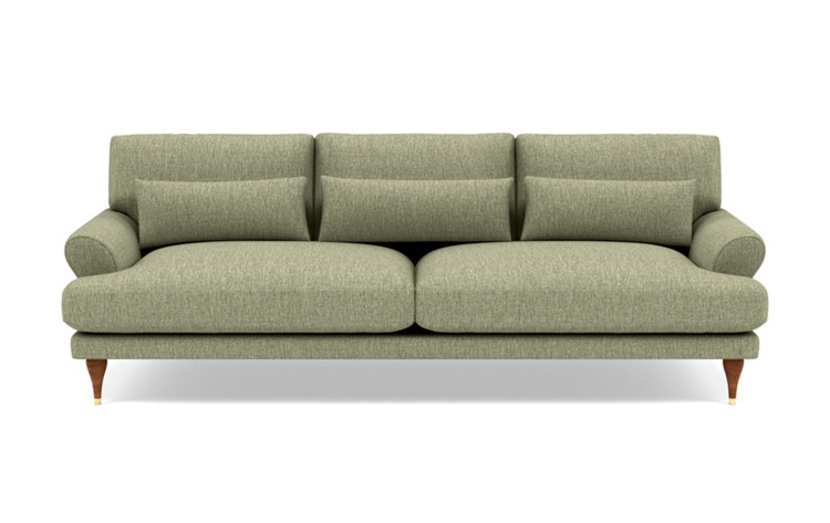 Maxwell Sofa with Green Sprout Fabric and Oiled Walnut