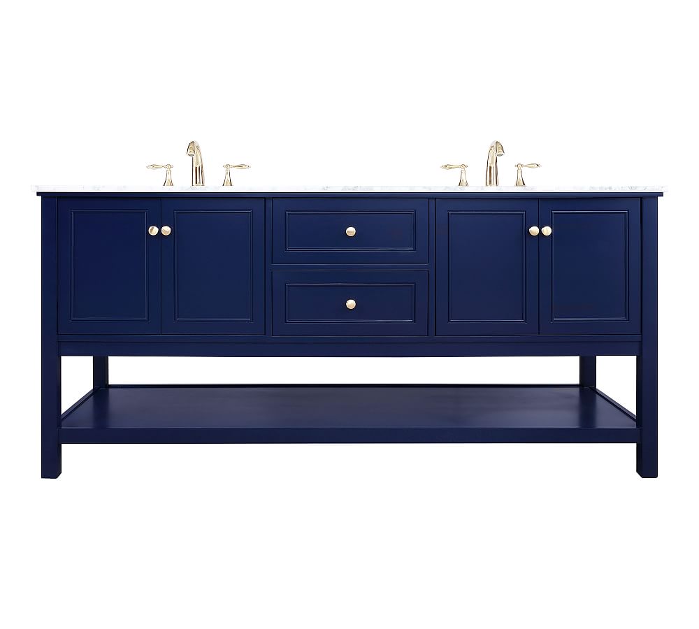 Blue Taryn Double Sink Vanity, 72" - Pottery Barn  Havenly