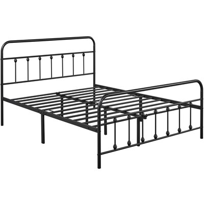 Classic Black Iron Bed Frame With High Headboard And Footboard ...