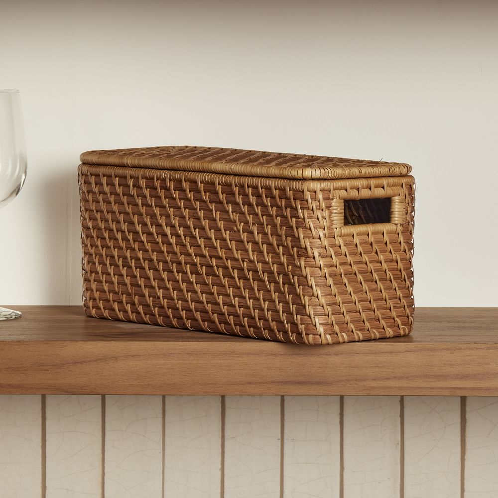 Modern Weave Basket w/ Divider - Whitewashed - West Elm Australia