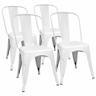 lilian metal slat back stacking side chair