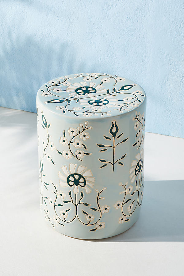 Mabel Ceramic Stool By Anthropologie in Blue