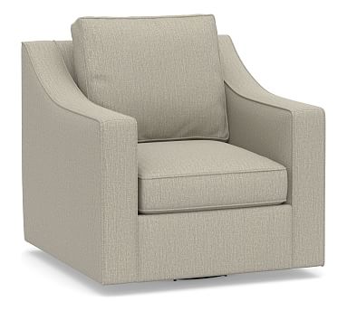 Cameron Slope Arm Upholstered Swivel Armchair, Polyester Wrapped ...