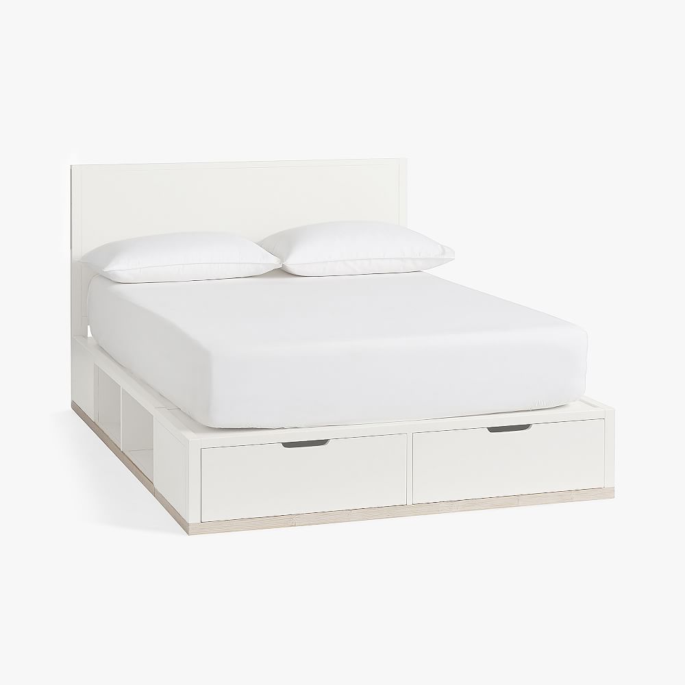 Rhys Storage Bed, Queen, Weathered White/Simply White - Pottery Barn ...