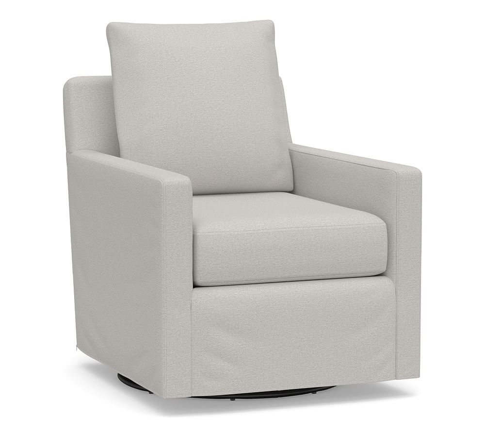 Ayden Slipcovered Swivel Glider, Polyester Wrapped Cushions, Heathered ...