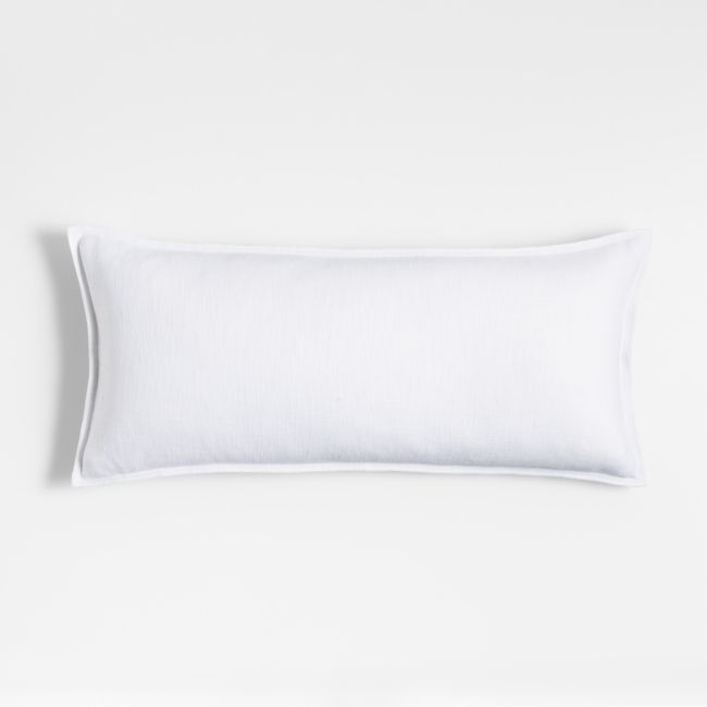 White 36x16 Laundered Linen Throw Pillow Cover