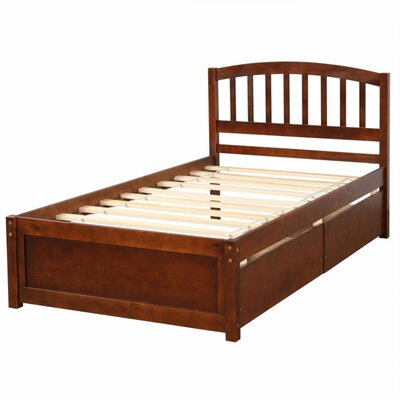 Twin Platform Storage Bed Wood Bed Frame With Two Drawers And Headboard ...