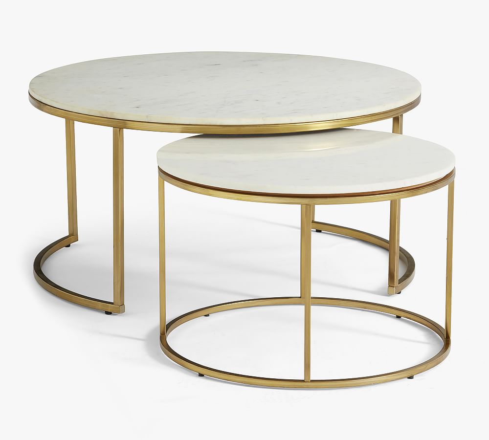Delaney Round Nesting Coffee Tables, Nesting Coffee Table Round Marble