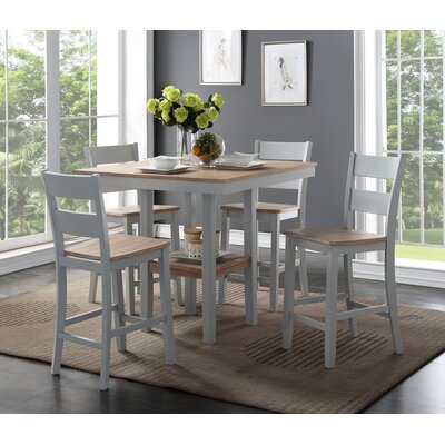 liesel counter 5 piece breakfast nook solid wood dining set