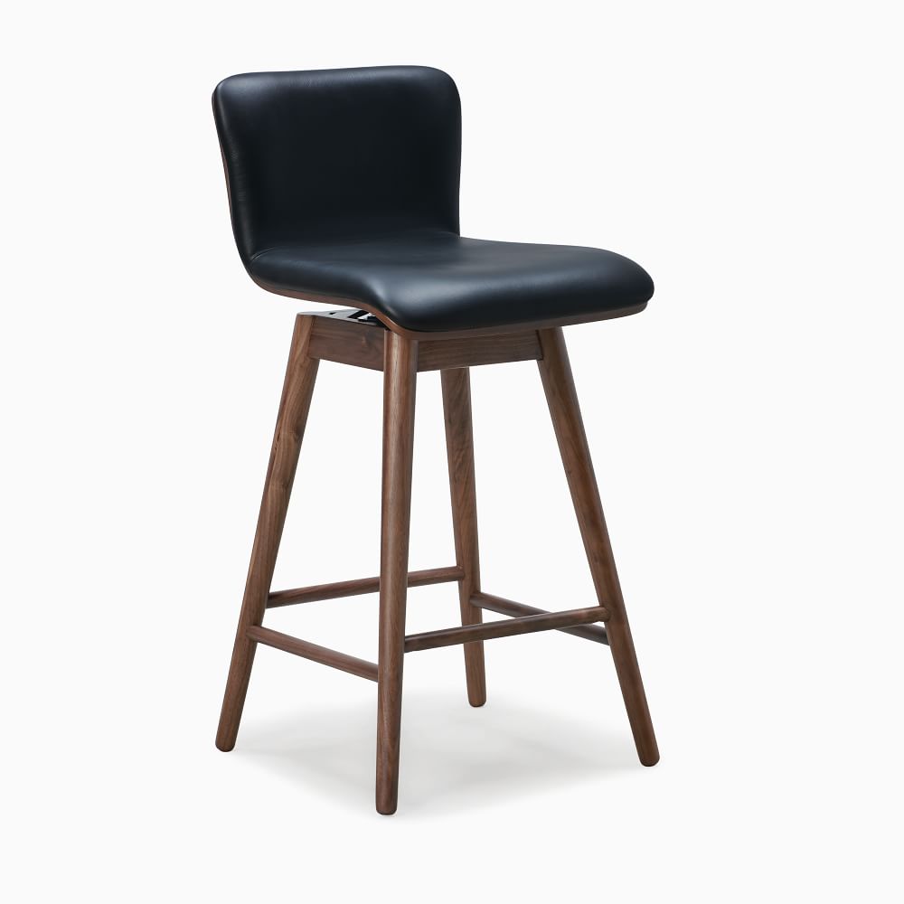 West Elm - Boulder Leather Swivel Bar Counter Stools Collection