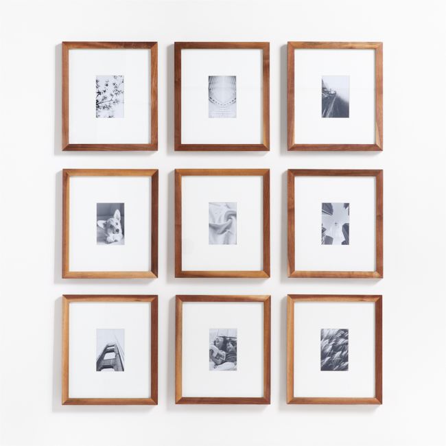 9-piece Walnut Wood 4x6 Gallery Wall Frame Set - Crate And Barrel 