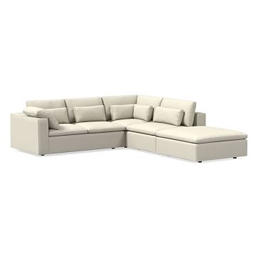 Harmony Modular Sectional Set 07: Right Arm Sofa + Left Arm Chaise, Down,  Performance Yarn Dyed Linen Weave, Alabaster, Concealed Supports - West Elm  | Havenly
