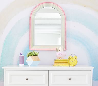 StyleWell Kids Medium Arched Wood Framed Rainbow Mirror (24 in. W x 30 in. H), Multi-Colored