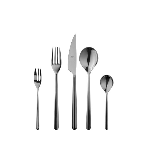 Mepra Linea 5-Piece Flatware Set, Mirror Black - Williams Sonoma | Havenly