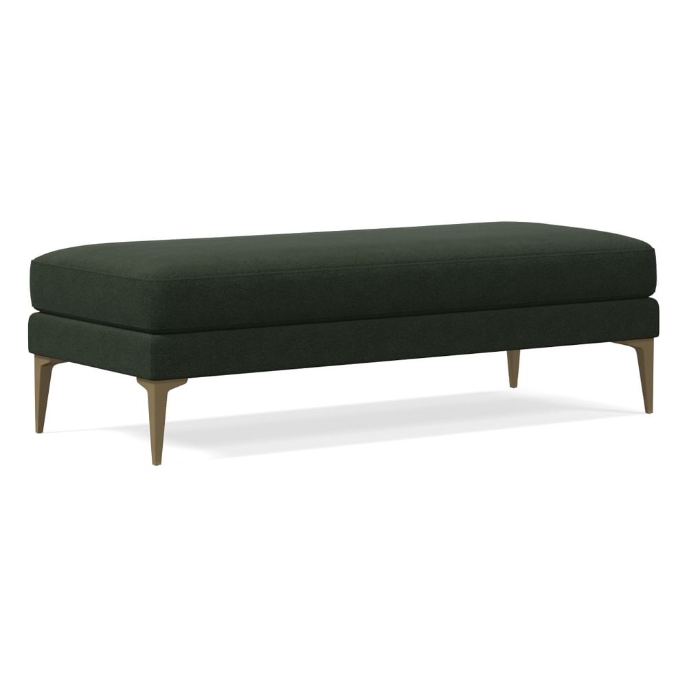 Andes Bench, Poly, Distressed Velvet, Evergreen, Blackened Brass - West 