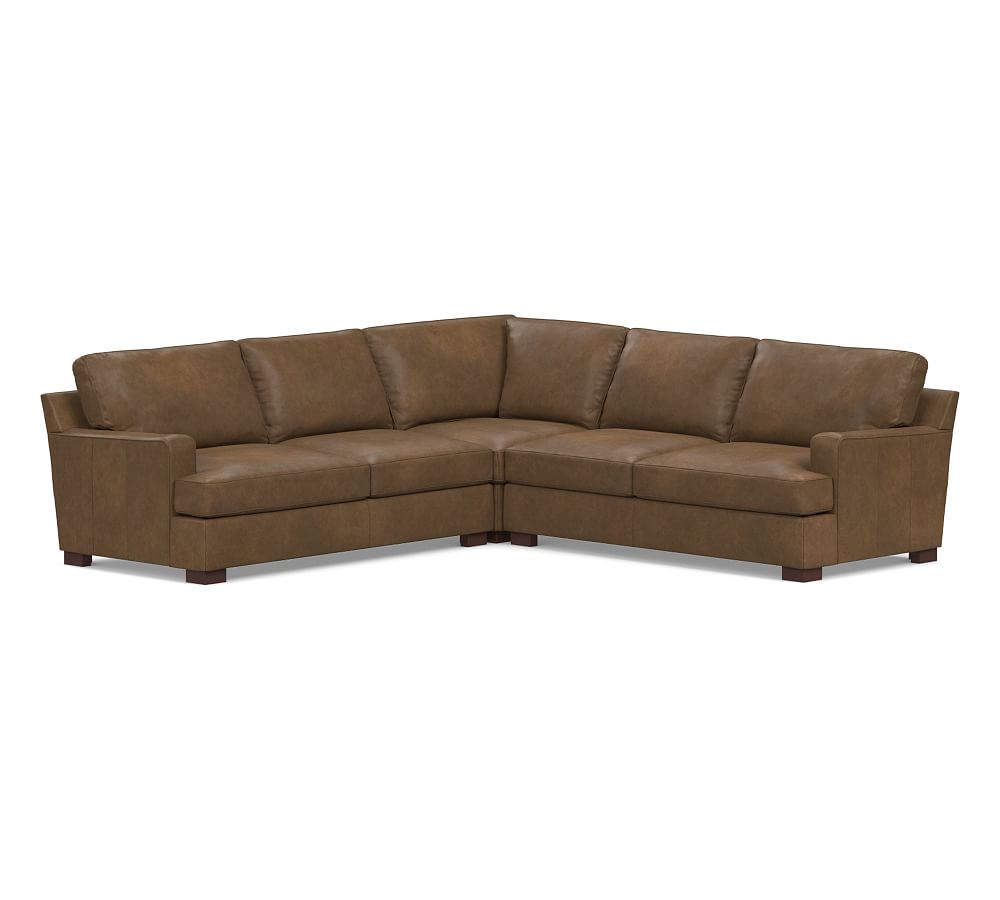 Townsend Square Arm Leather 3-Piece L-Shaped Corner Sectional ...