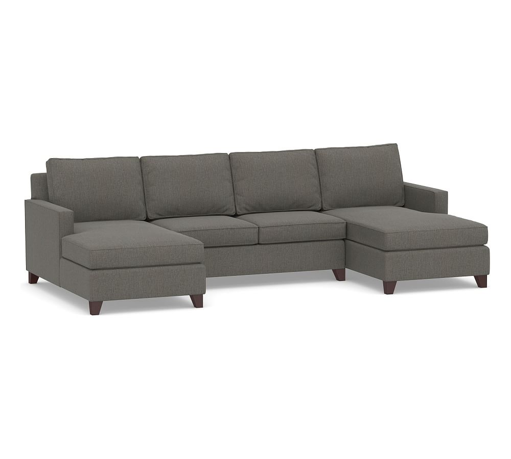 Cameron Square Arm Upholstered U-Chaise Loveseat Sectional, Polyester ...