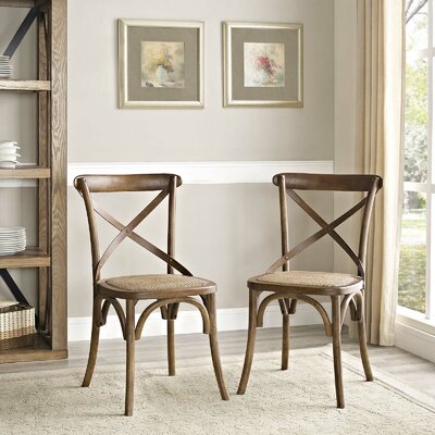 gayla solid wood cross back side dining chair