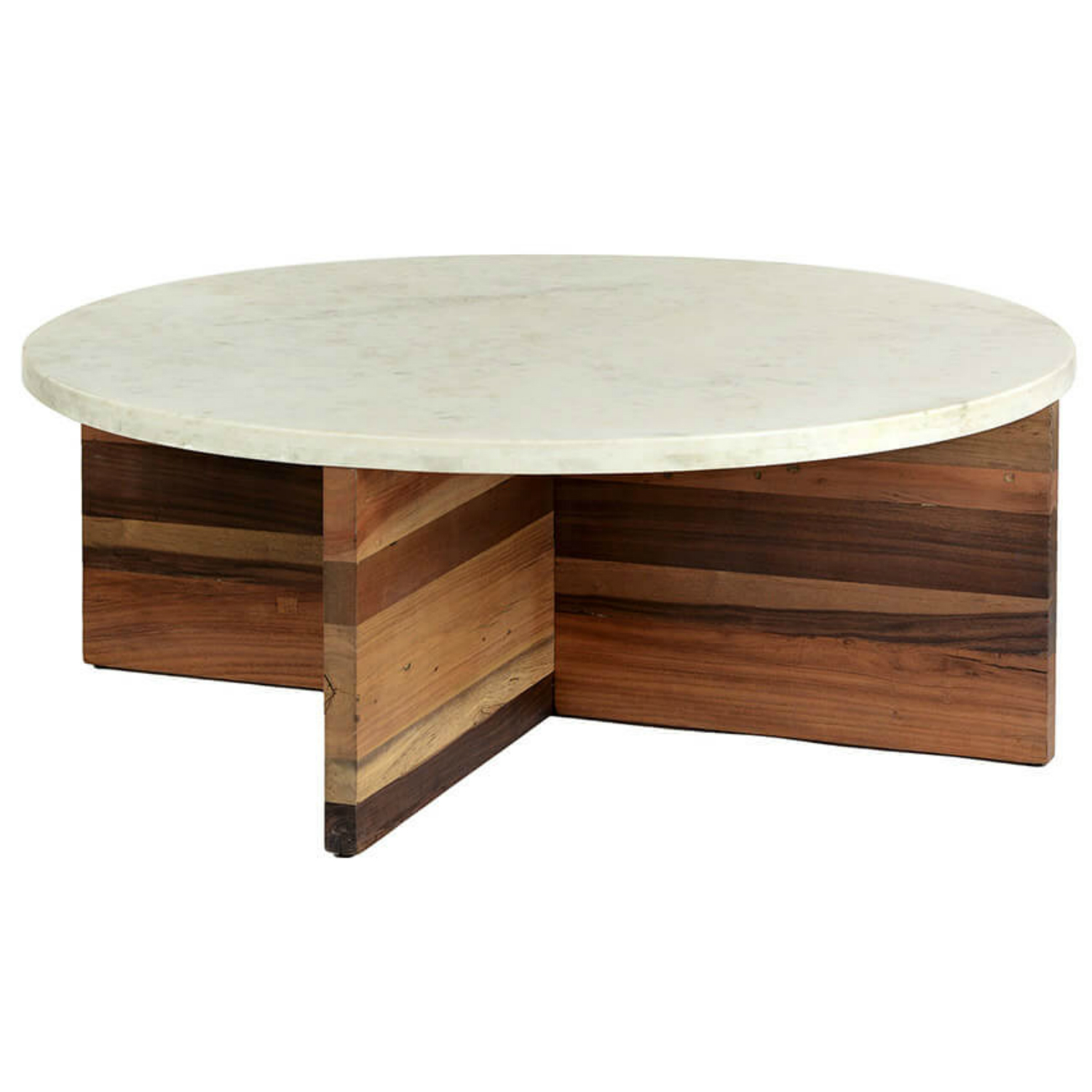 Dustin Modern Classic White Marble Top Wood Round Coffee Table Kathy Kuo Home Havenly