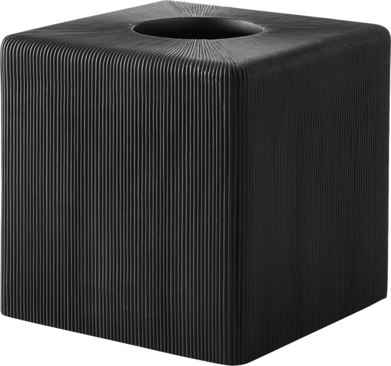 Parello Pleated Black Tissue Box Cover + Reviews | CB2