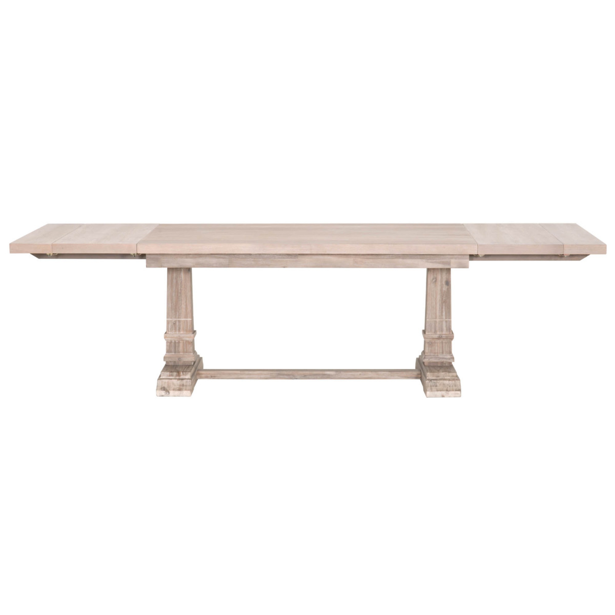 Julian French Country Brown Wood Trestle Dining Table Extendable