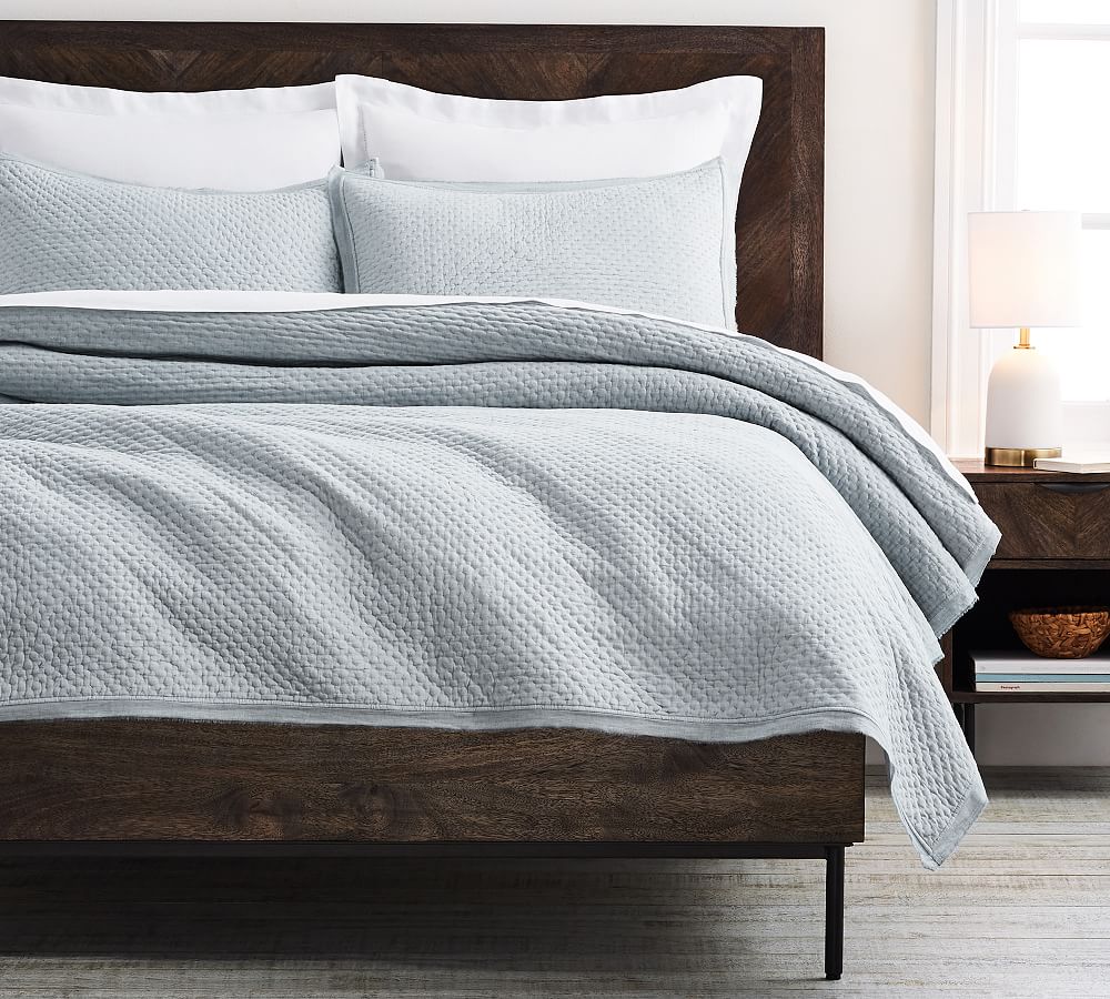 Chambray Cotton Handcrafted Melange Quilt, king - Pottery Barn | Havenly