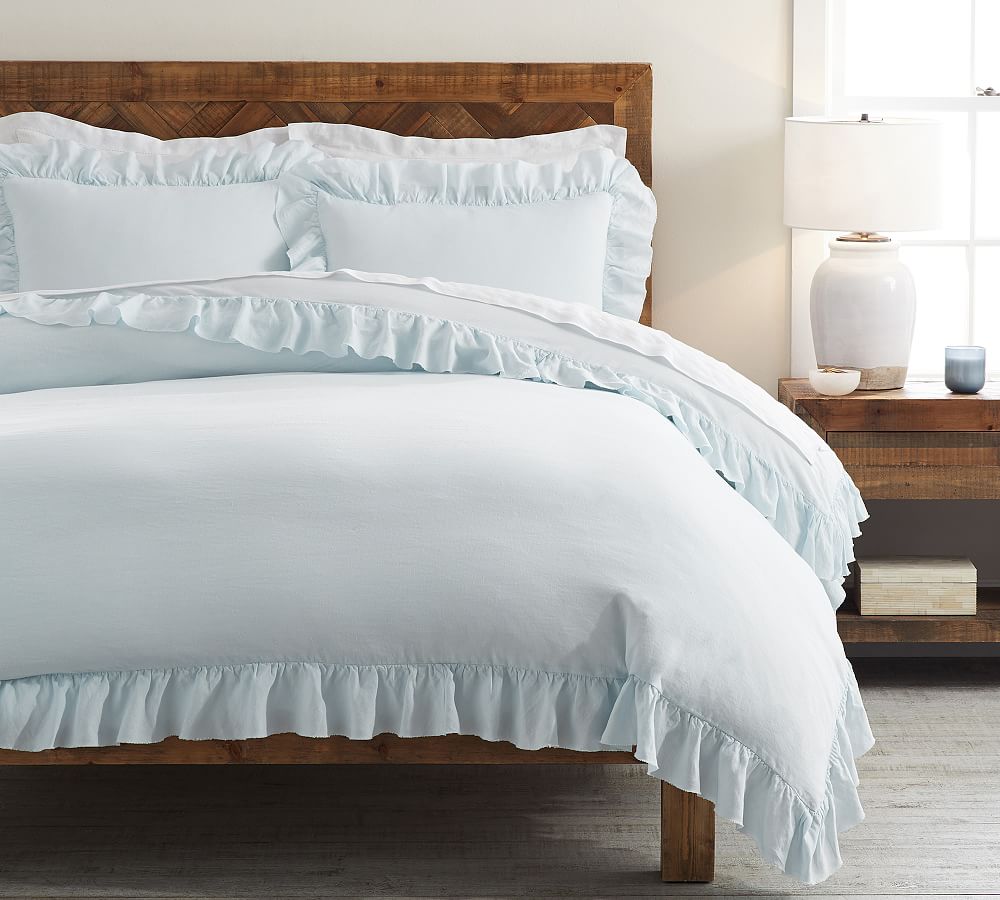 blue ruffle duvet cover