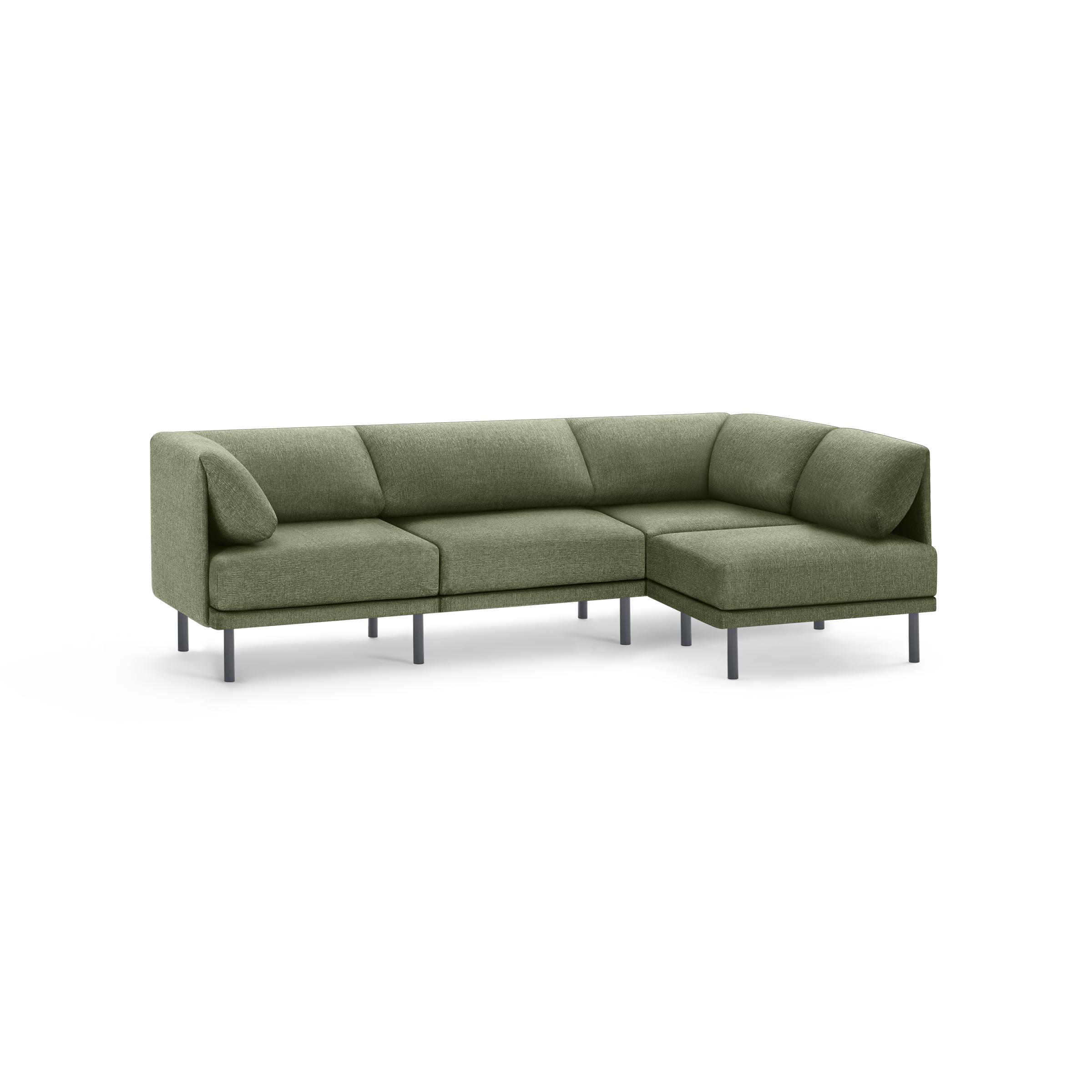 Range 4-Piece One Arm Sectional in Moss Green - Burrow | Havenly