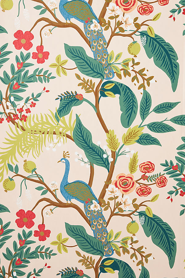 Peacock Wallpaper - Anthropologie | Havenly