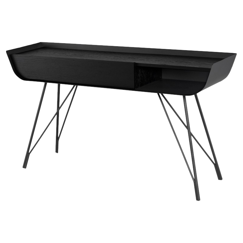 Nancy Mid Century Modern Black Single Drawer Console Table - Kathy Kuo