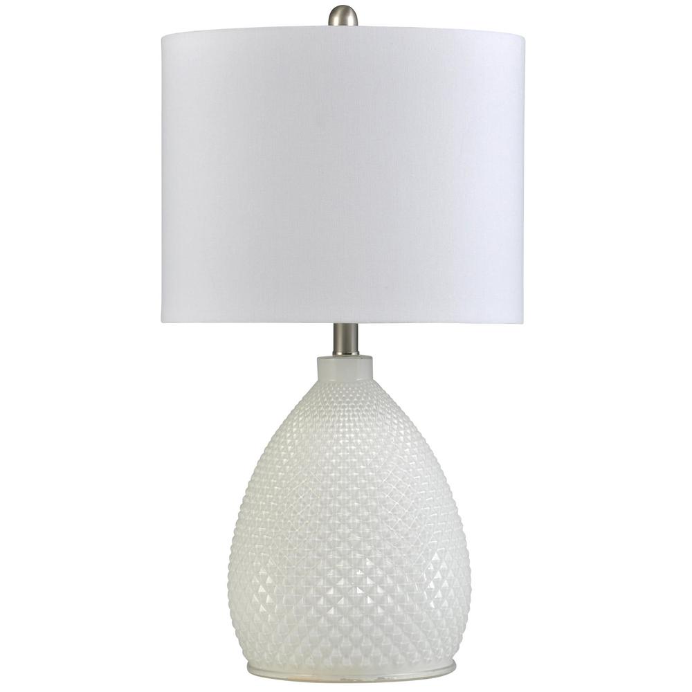 Stylecraft Glass 26 In White Blue Glass Bedside Lamp Home Depot